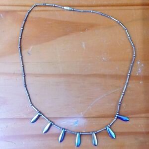 Liquid Silver  Tear  Drop Ruby Red & Ocean blues Handcrafted Necklace